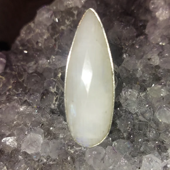 Faceted Moonstone Large Statement Ring - Picture 2 of 5